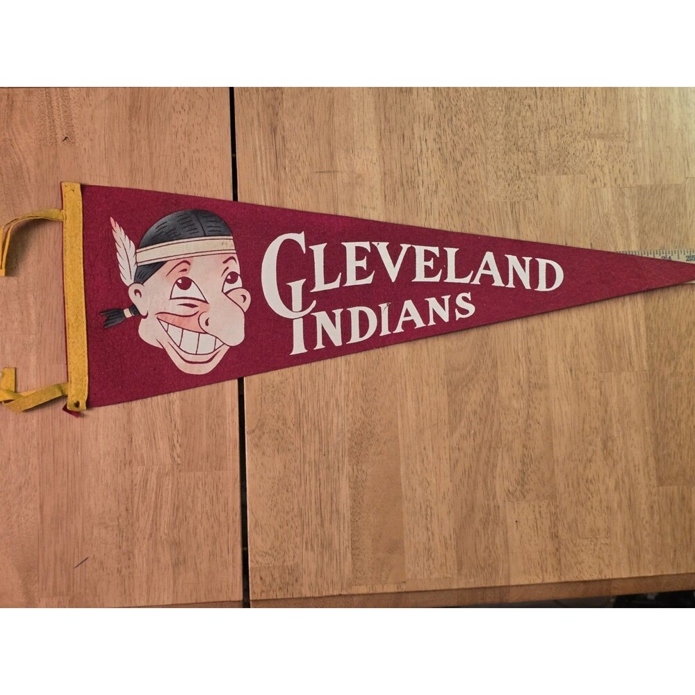 VTG 1960s Cleveland Indians Felt Pennant 30" Chief Wahoo Baseball MLB Full Size